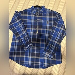 NWT Ralph Lauren Navy and White Plaid Shirt XXL